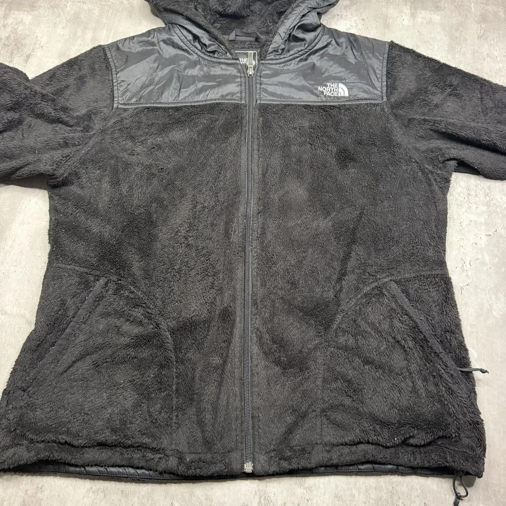 The North Face Osito Black Hooded Full Zip Fleece Jacket Womens XL Hike Cozy